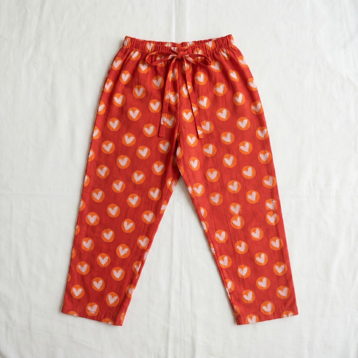 Vastra Cambric Cotton Play to Sleep Cord-Set Red hearts
