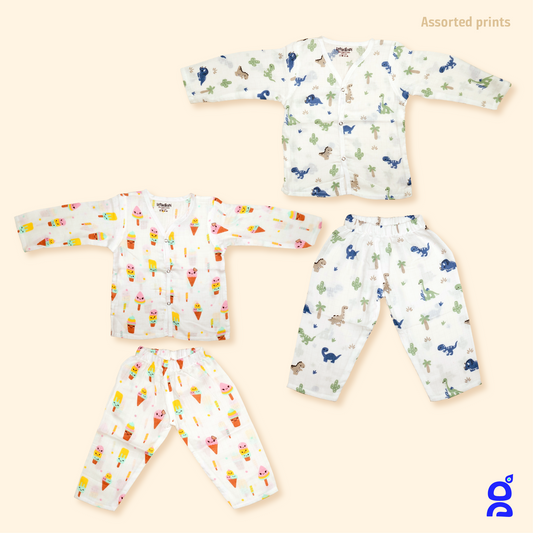 BUY 2 GET 1 FREE Organic Muslin Sleepsuit Combo Pack of 2 (Full Sleeve)