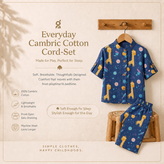 Vastra Cambric Cotton Play to Sleep Cord-Set giraffe