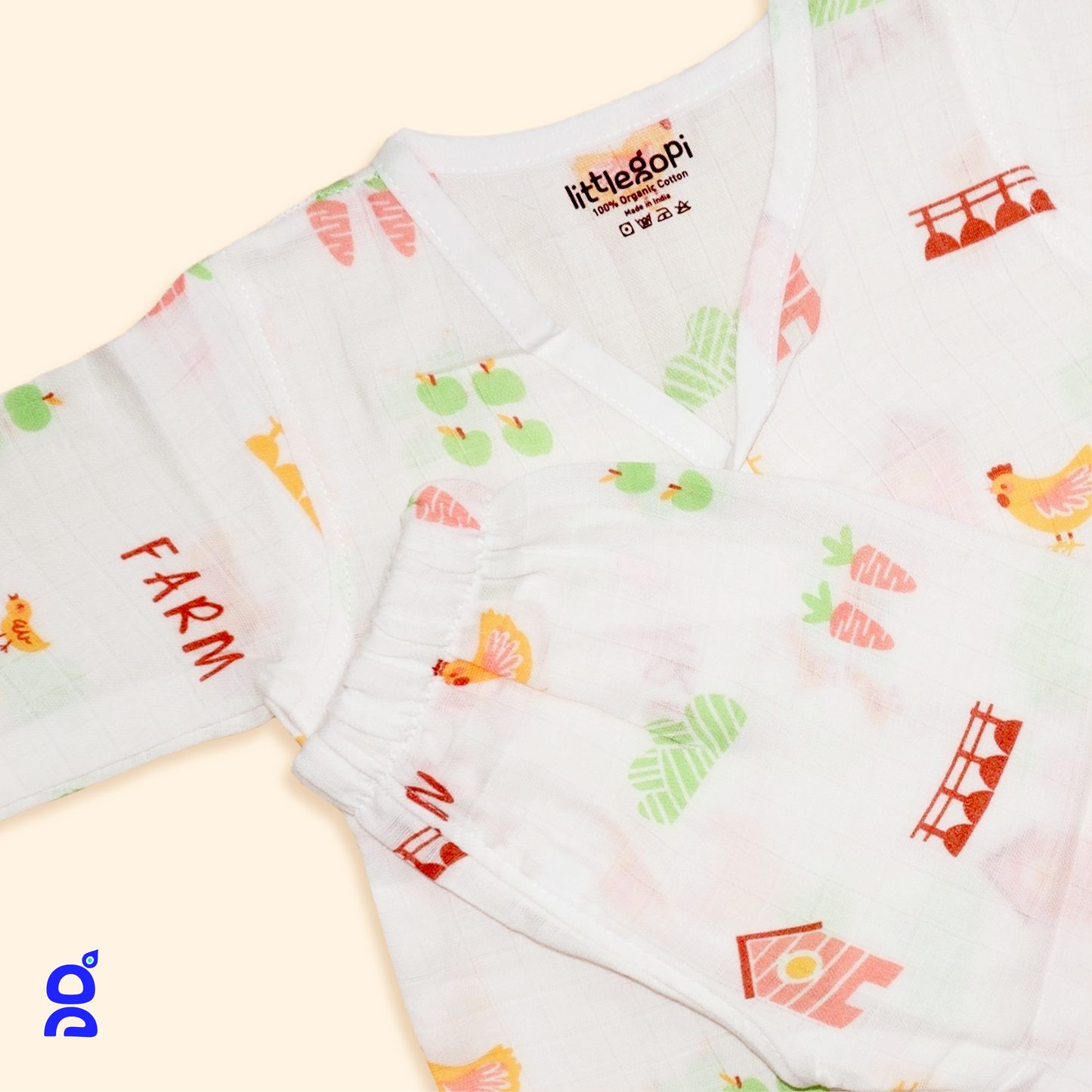 Organic Muslin Sleepsuit Pack of 1 (Full Sleeve)