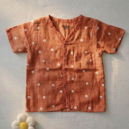 Vastra Organic Coloured Half Sleeve Muslin 2 sets Pyjamas (flower and fox print)