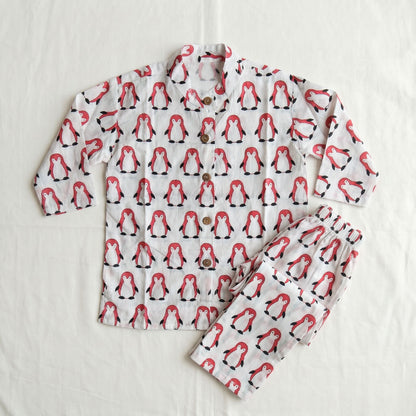 Vastra Cambric Cotton Play to Sleep Cord-Set White Penguin