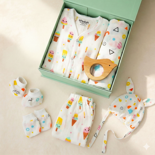 Vastra Organic Muslin 9 pcs New Born baby Gift