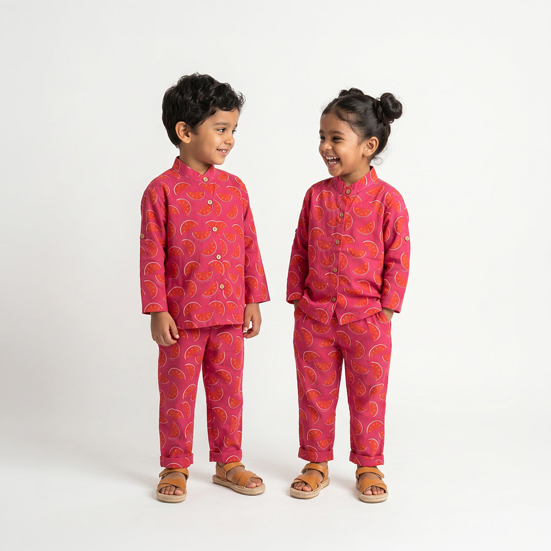 Vastra Cambric Cotton Play to Sleep Cord-Set Watermelon