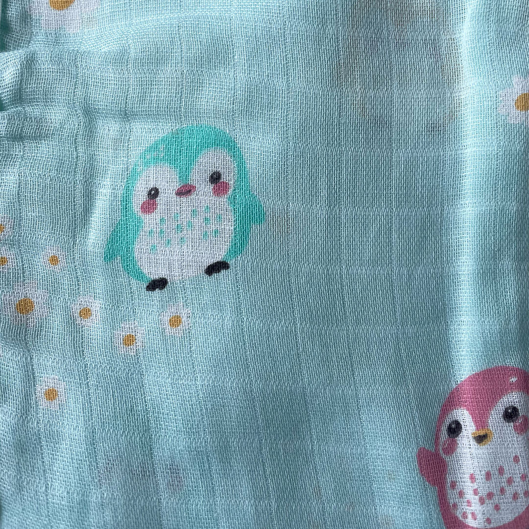 Vastra Organic Coloured Half Sleeve Muslin 2 sets Pyjamas (peanut and penguin print)