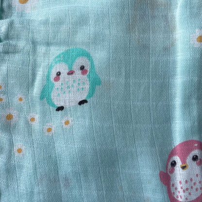 Vastra Organic Coloured Half Sleeve Muslin 2 sets Pyjamas (peanut and penguin print)