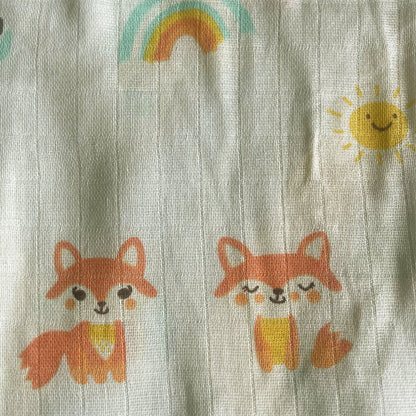 Vastra Organic Coloured Half Sleeve Muslin 2 sets Pyjamas (flower and fox print)