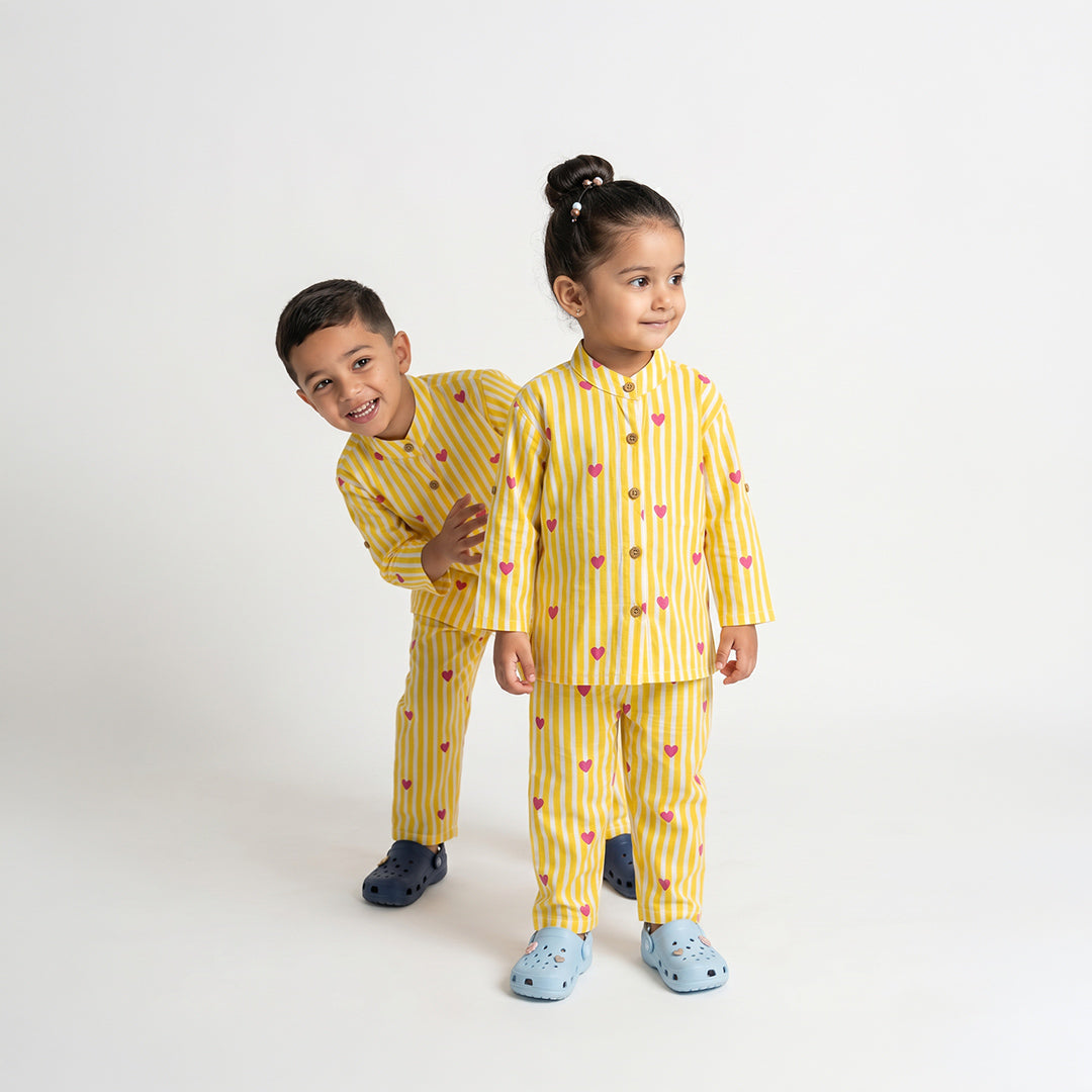 Vastra Cambric Cotton Play to Sleep Cord-Set Yellow Heart