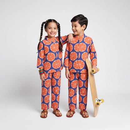 Vastra Cambric Cotton Play to Sleep Cord-Set Blue Orange