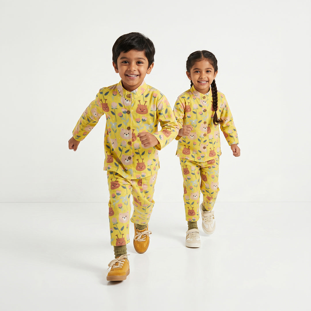 Vastra Cambric Cotton Play to Sleep Cord-Set Yellow Bear