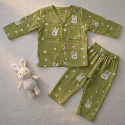 Vastra Organic coloured Full Sleeve Muslin Buy 3 sets Pyjamas and Get 1 Free