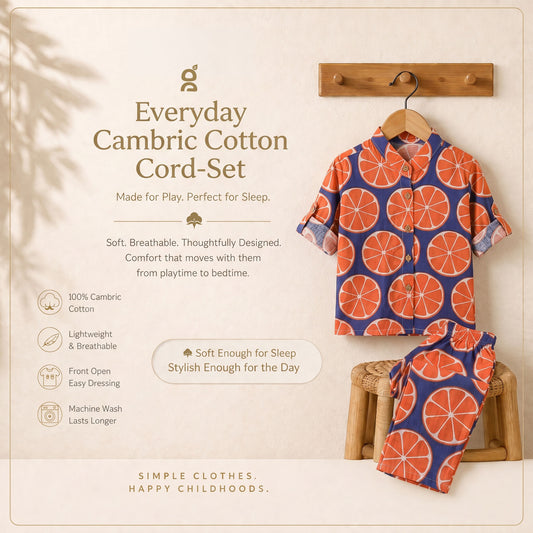 Vastra Cambric Cotton Play to Sleep Cord-Set Blue Orange