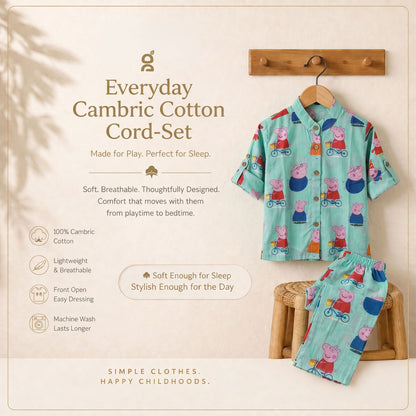 Vastra Cambric Cotton Play to Sleep Cord-Set Peppa Pig Print