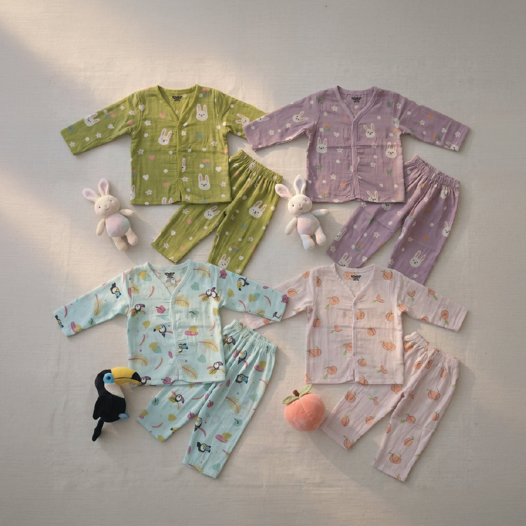 Vastra Organic coloured Full Sleeve Muslin Buy 3 sets Pyjamas and Get 1 Free