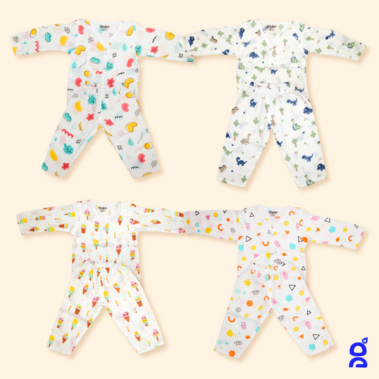 Organic Muslin Sleepsuit Pack of 4 (Full Sleeve)