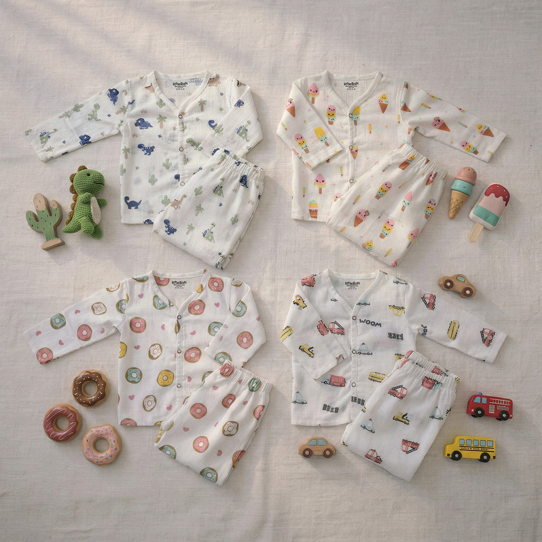 Vastra Organic Full Sleeve Muslin 4 sets Pyjamas
