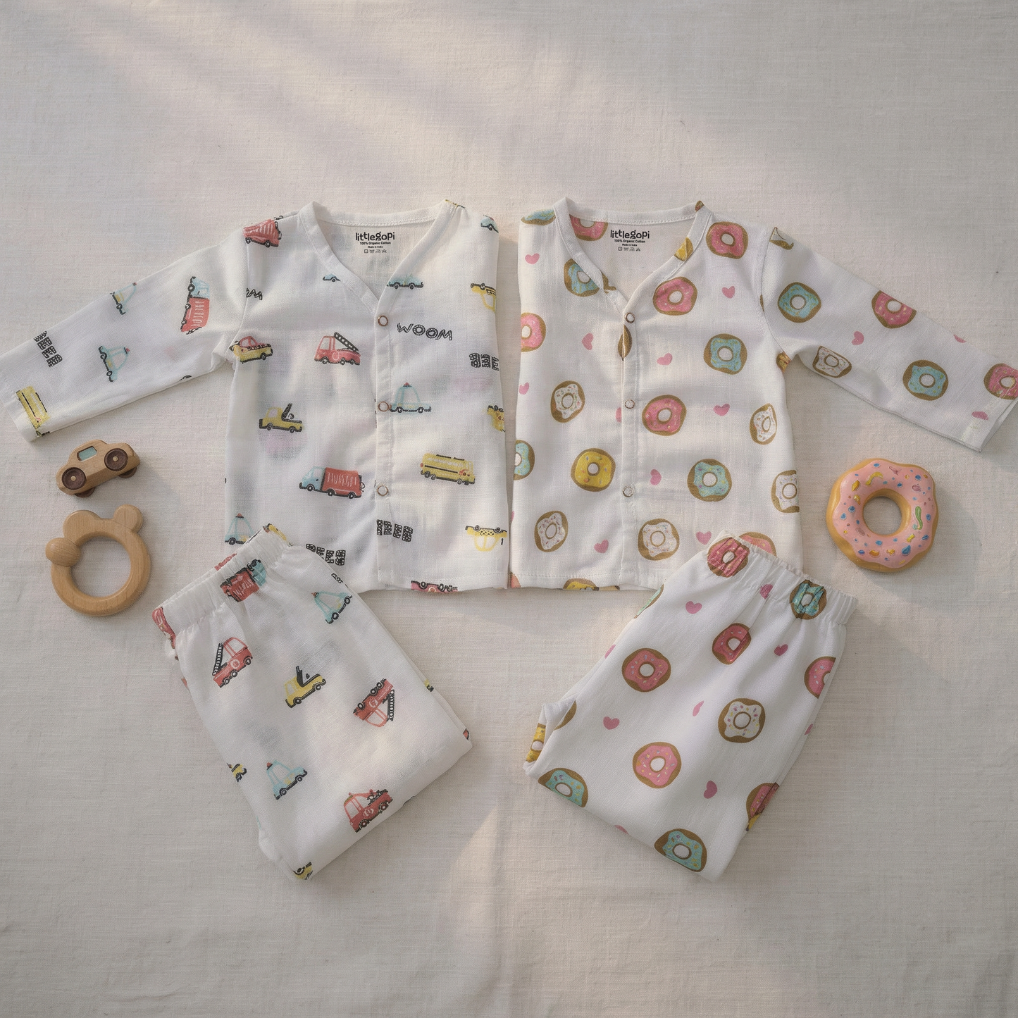 Vastra Organic Full Sleeve Muslin 2 sets Pyjamas