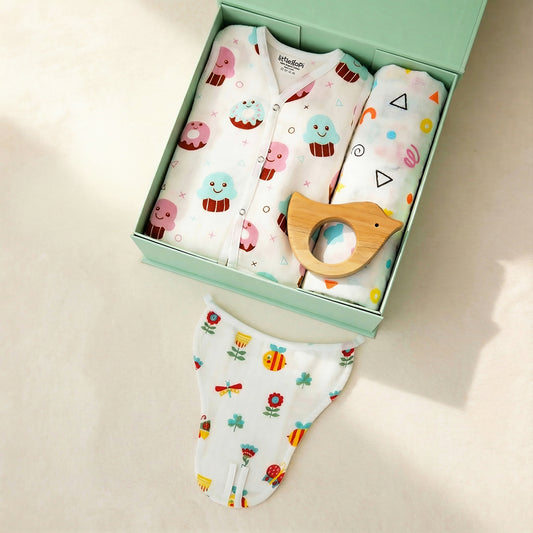 Vastra Organic Muslin 4 pcs New Born baby Gift