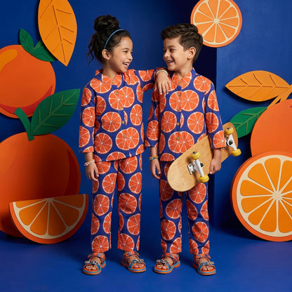 Vastra Cambric Cotton Play to Sleep Cord-Set Blue Orange