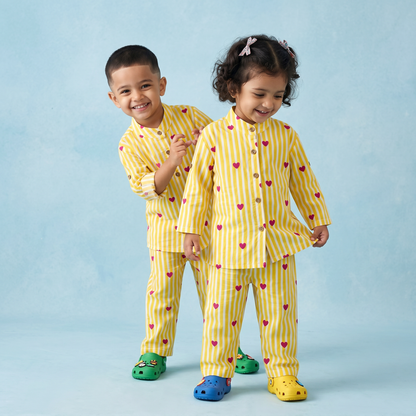 Vastra Cambric Cotton Play to Sleep Cord-Set Yellow Heart