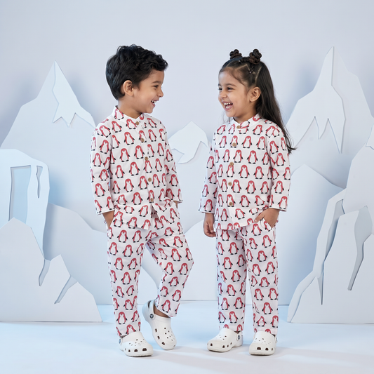 Vastra Cambric Cotton Play to Sleep Cord-Set White Penguin