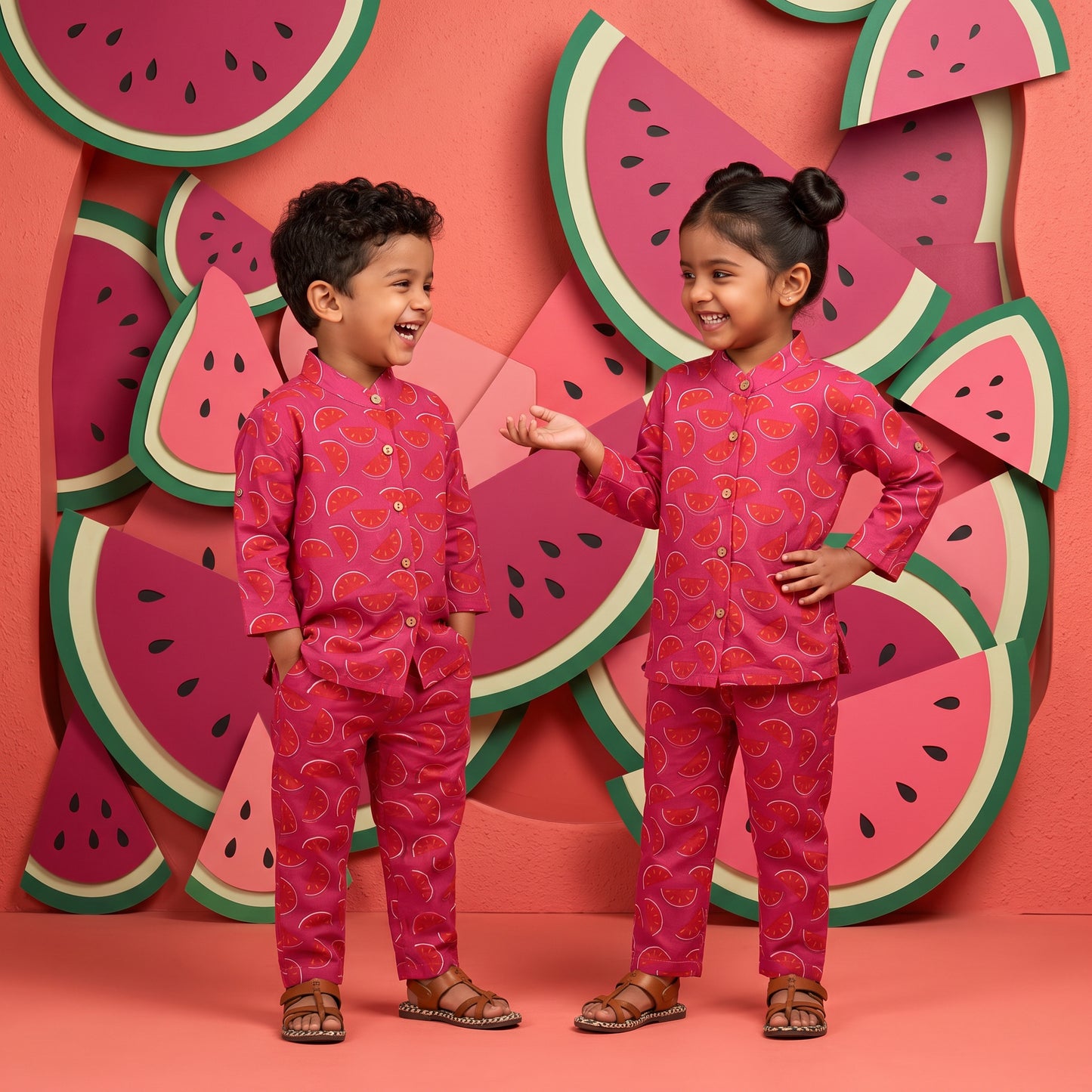 Vastra Cambric Cotton Play to Sleep Cord-Set Watermelon