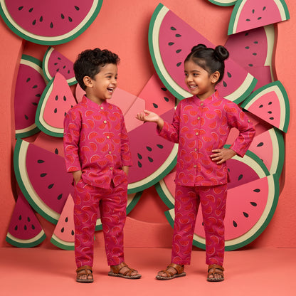 Vastra Cambric Cotton Play to Sleep Cord-Set Watermelon