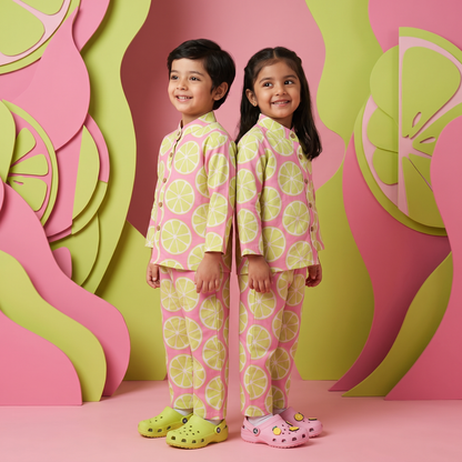 Vastra Cambric Cotton Play to Sleep Cord-Set Pink Lemon