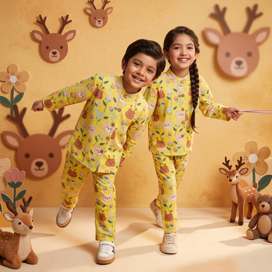 Vastra Cambric Cotton Play to Sleep Cord-Set Yellow Bear