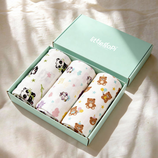 Vastra Organic Muslin 3 pcs Swaddle Gift
