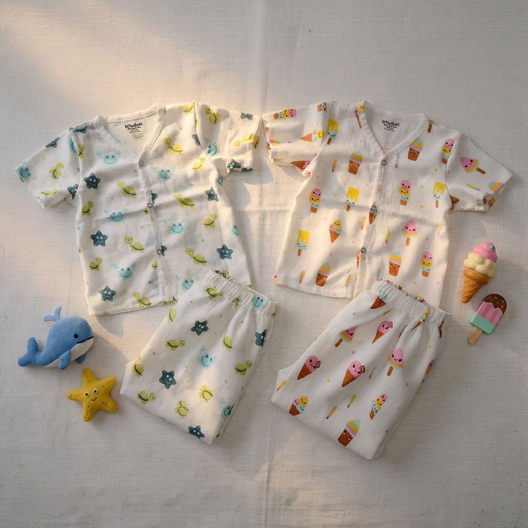 Vastra Organic Half Sleeve Muslin 2 sets Pyjamas
