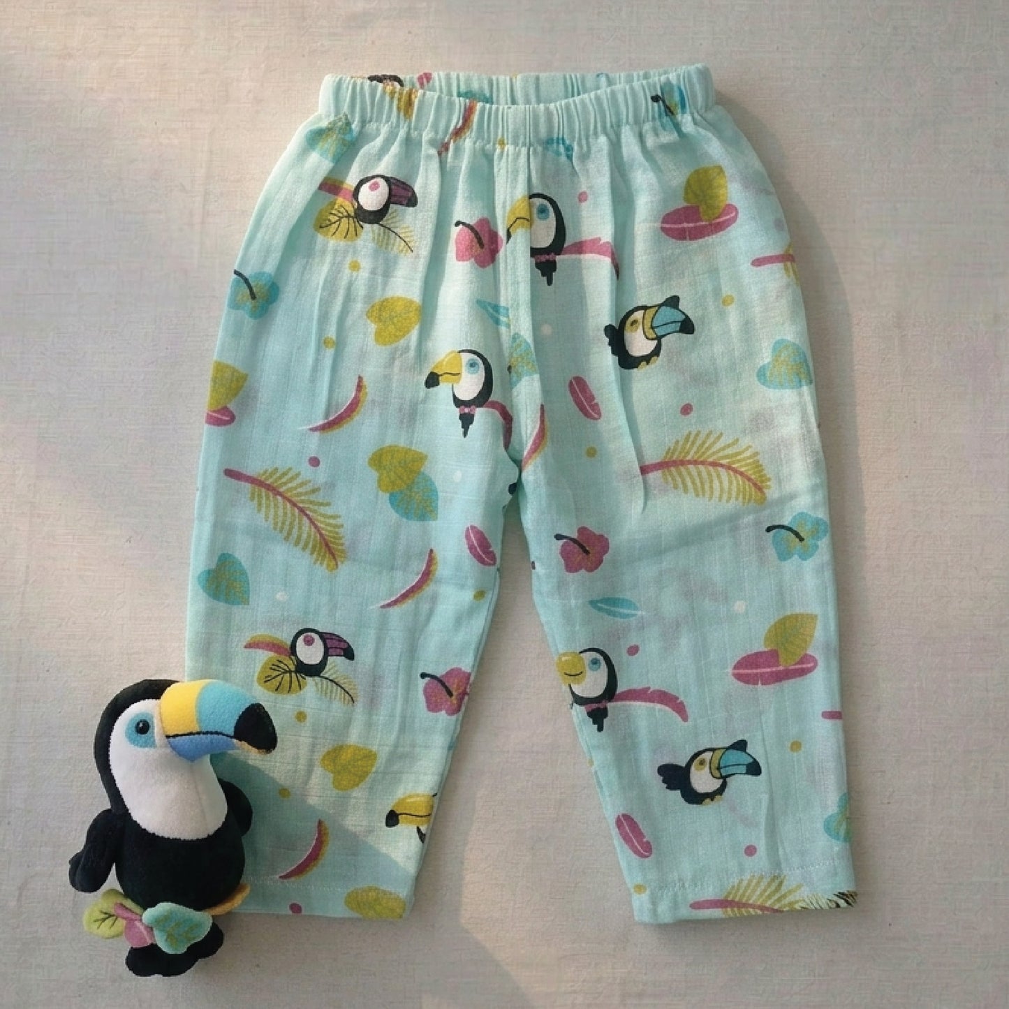 Vastra Organic Coloured Full Sleeve Muslin 2 sets Pyjamas (Blue Bird and Purple Bunny print)