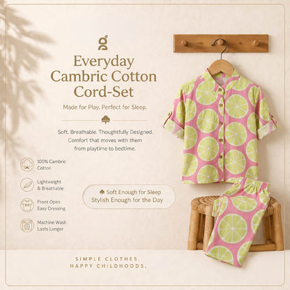 Vastra Cambric Cotton Play to Sleep Cord-Set Pink Lemon