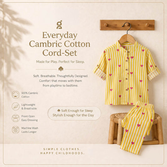 Vastra Cambric Cotton Play to Sleep Cord-Set Yellow Heart