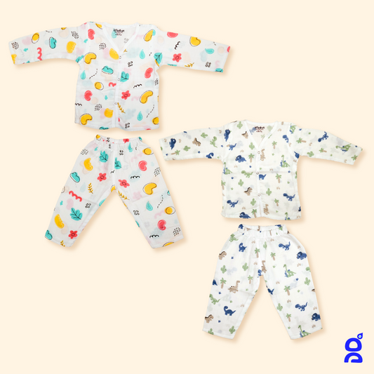 Organic Muslin Sleepsuit Pack of 2 (Full Sleeve)
